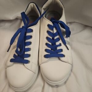 Jellypop White Sneakers with Blue Laces - Size 8